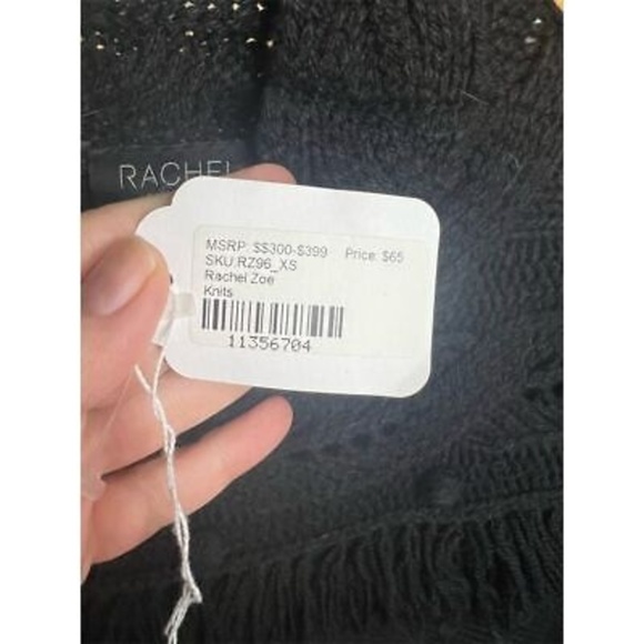 Rachel Zoe Women's XS Black Pullover Sweater Mock Neck Fringe Detail - Picture 7 of 16